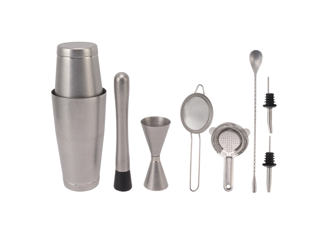 Kit De Coctelería De Acero Inoxidable Con Coctelera Boston Y Juego De Utensilios De Bar.
