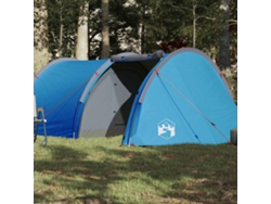 Tienda de campaña tipo túnel azul impermeable para 4 personas.