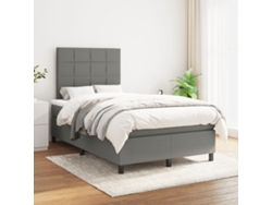 Cama Box Spring Con Colchón Tela Gris Oscuro 120x200 Cm