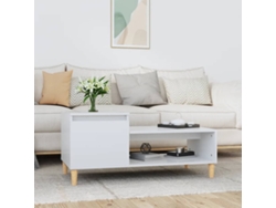 Mesa De Centro | Mesa De Café | Mesa De Salón Madera Contrachapada Blanco Brillo 100x50x45 Cm