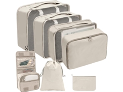 Juego De 7 Piezas De Bolso Organizador De Maleta De Viaje Beige CHRUI
