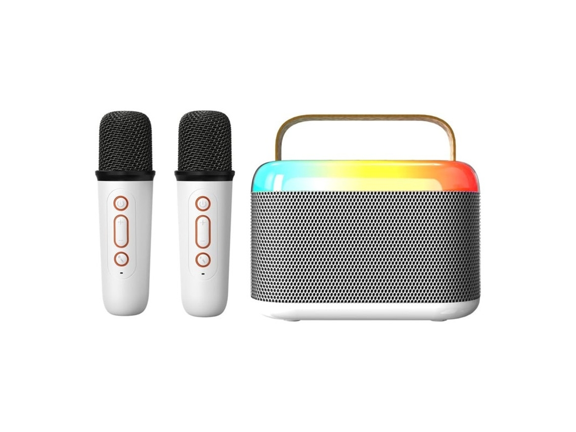 Mini máquina de karaoke para niños y adultos. Altavoz Bluetooth portátil con 2 micrófonos inalámbricos y luz LED RGB para niños y niñas. Yizhood