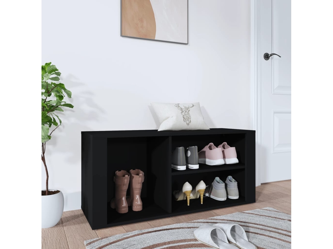 Zapatero Organizador en Derivados de Madera Negro 100X35X45 Cm