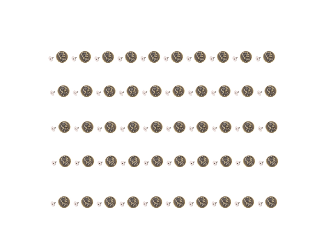 50 Juegos De Botones De Acero Inoxidable De Latón Antiguo, Sin Costuras, Extraíbles, De 17 Mm, Con Diseño Rosa, Para Pantalones, Con Tornillos De Hierro.