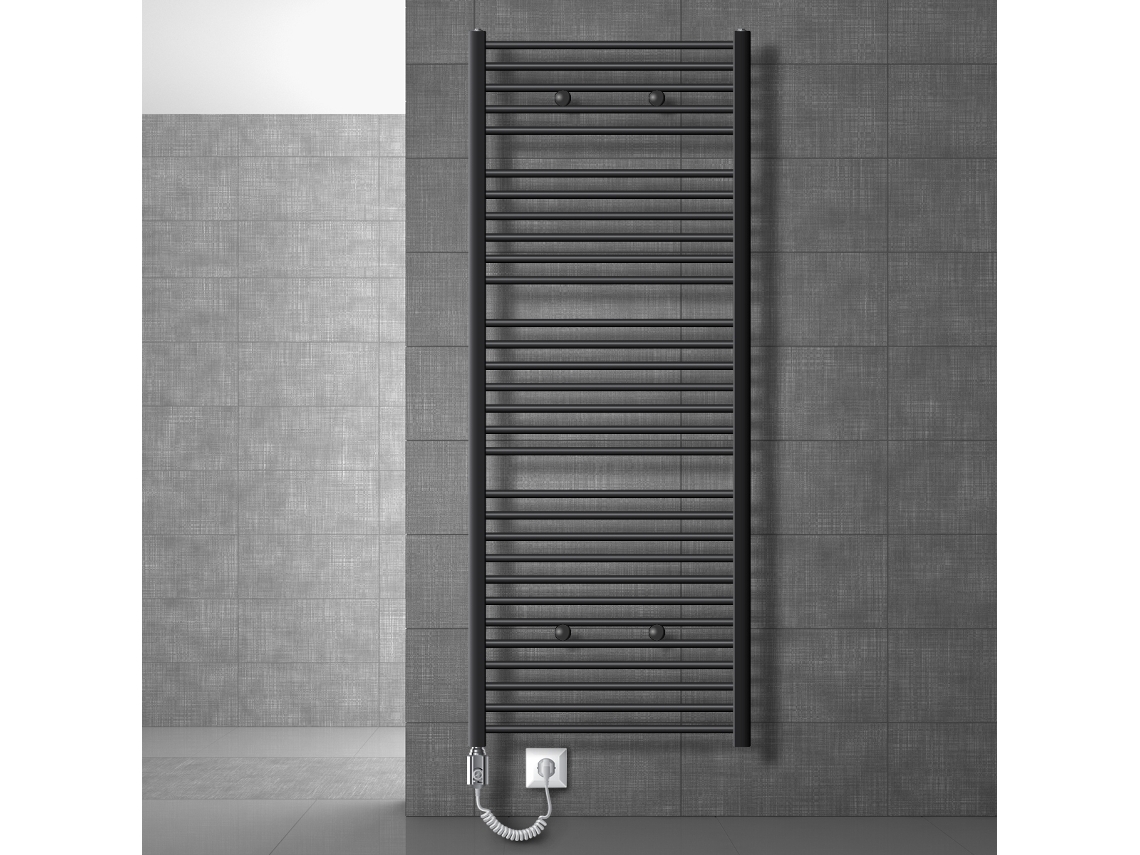 Radiador Eléctrico de Baño con Barra Calefactora 1200W 750x1800 mm Antracita LUXEBATH