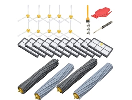 Kit de accesorios de repuesto para Irobot Roomba serie 800 850 860 861 866 870 880 890 900 serie 960 980,10 filtro, 10 lados Bru