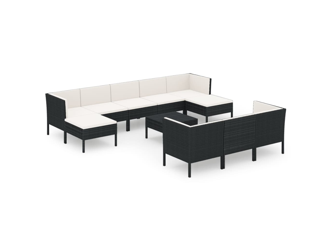 Maison Exclusive - Set Muebles De Jardín 11 Pzas Y Cojines Ratán Sintético Negro