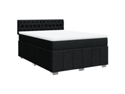 Maison Exclusive - Cama Box Spring Con Colchón Tela Negro 160x200 Cm
