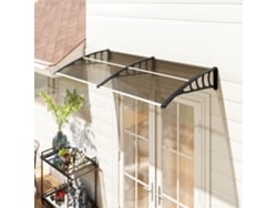 Toldo Externo Para Portas E Janelas 200x96 Cm Com Tira De Liga De Alumínio E Policarbonato Pp Marrom