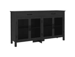 Aparador Baixo com 4 Portas, Prateleiras Ajustáveis e 2 Gavetas, Estilo Industrial, 150 X 40 X 85 Cm, Preto. ZENCORE SERVICES