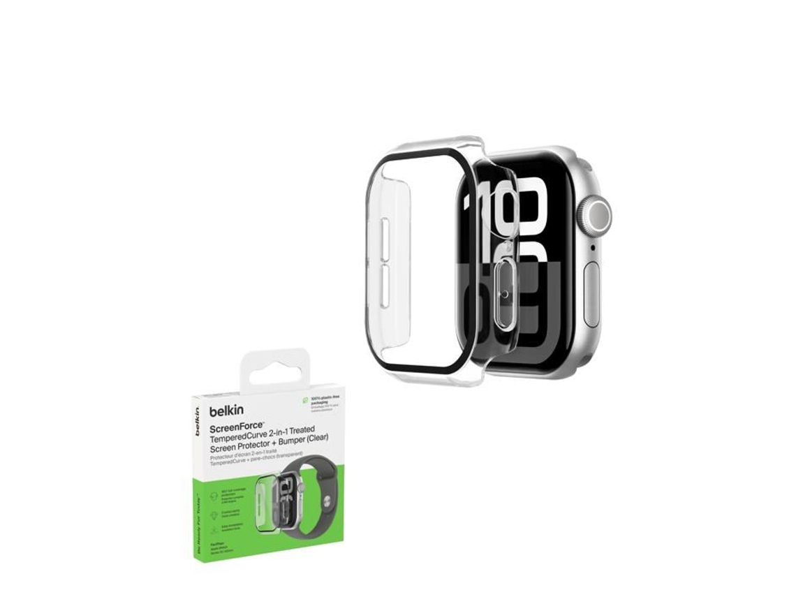 Protector de pantalla Belkin Screenforce Temperedcurve para Apple Watch Series 10 de 42 mm, transparente