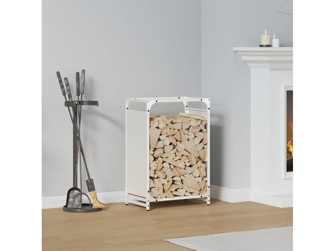Leñero Blanco 44x28x65 Cm Acero Laminado En Frío
