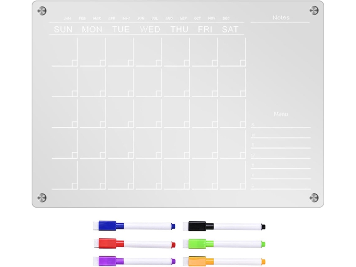 Calendário Semanal Magnético Apagável Para Geladeira| Quadro Branco Transparente Planejamento, Ideal.
