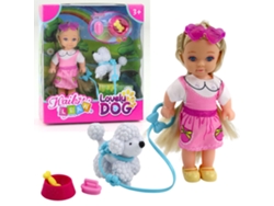 Mini muñeca con cachorro con correa y cuenco con hueso B.active