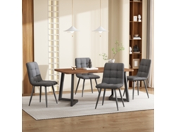 Conjunto Comedor 5 Piezas - Mesa Nogal Y 4 Sillas Lino Gris