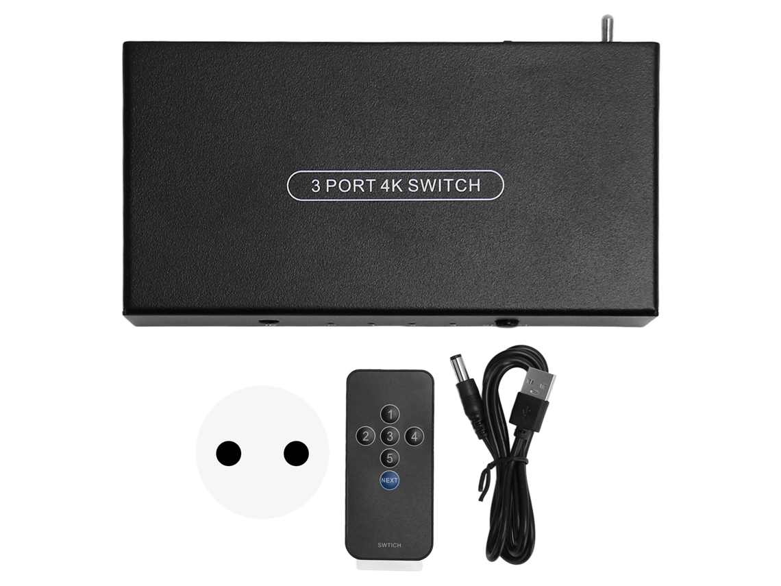 Conmutador Hdmi 2.0 Con 3 Entradas Y 1 Salida, 4k 60hz Y Mando A Distancia Para Pc/tv.