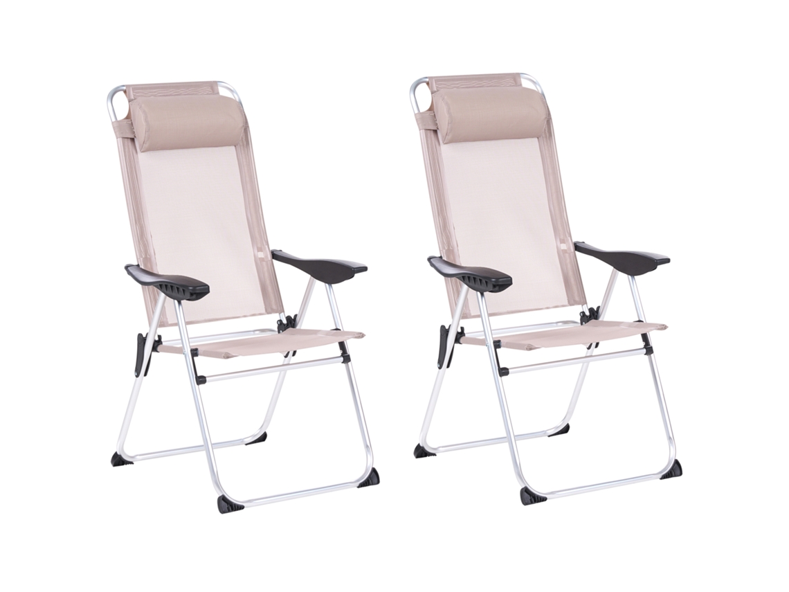 Conjunto De 2 Sillas De Jardín Beliani Asine Aluminio Beige 52x59x108
