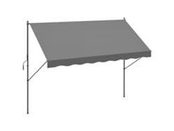 Toldo retráctil manual de 300x175 cm con manivela, protección UV40, para balcón o terraza, color gris.
