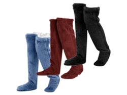 3 Pares De Calcetines Por Encima De La Rodilla, Calcetines Altos Cálidos De Invierno, Calentadores De Piernas Cálidos (negro+azul+rojo Vino) Cuich