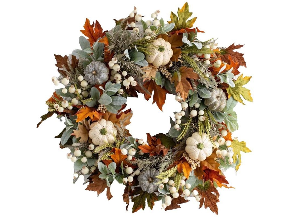 Corona Artificial De Otoño Con Hojas De Arce De 45 Cm/18 Pulgadas Para Puerta, Pared O Ventana.
