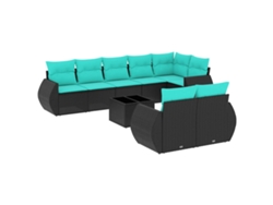 Maison Exclusive - Conjunto De Sofá De Jardín De 9 Piezas Con Cojines, De Poliratán Negro