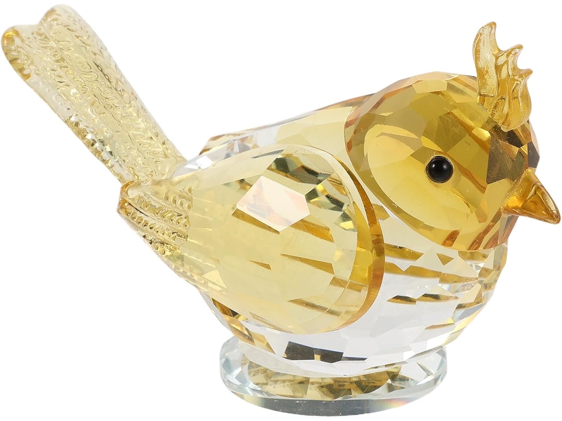 Figura De Cristal En Miniatura De Pájaro Amarillo Y Azul, Decoración Compacta Para Mesa De Oficina Y Hogar...