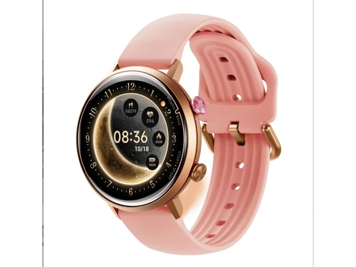 Reloj inteligente de tela AMOLED de 1,32 pulgadas y 9 mm, diseño ultrafino, resistente al agua hasta 5 atm e IP69, más de 100 modos deportivos, color rosa Yizhood