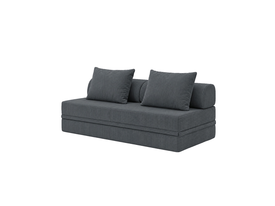 Sofá Modular 3 Lugares Convertible Veludo Regular Cinza
