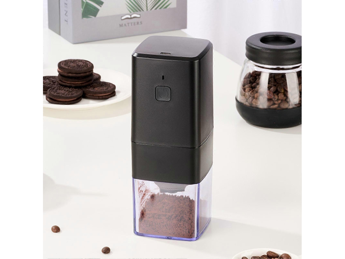 Molinillo de café eléctrico portátil negro con carga USB, automático y compacto para uso doméstico. Rosewell