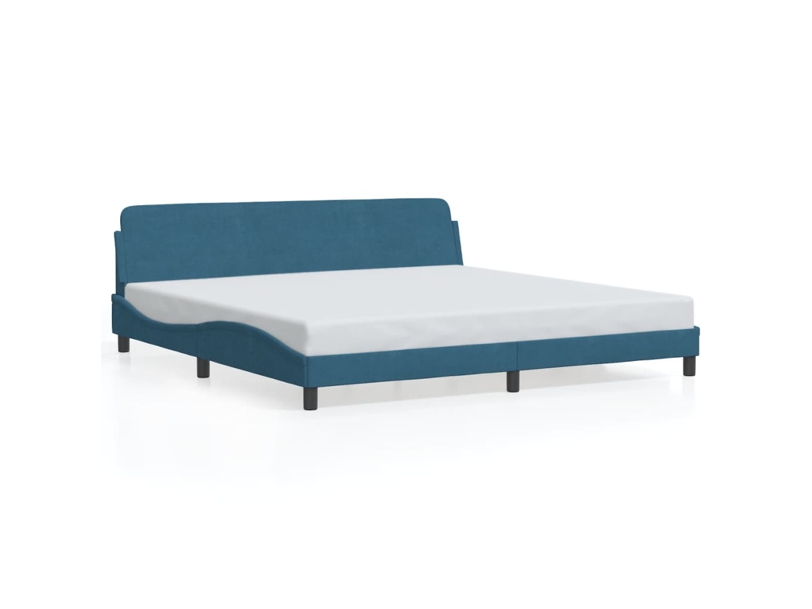 Estructura De Cama Sin Colchón Terciopelo Azul 200x200 Cm