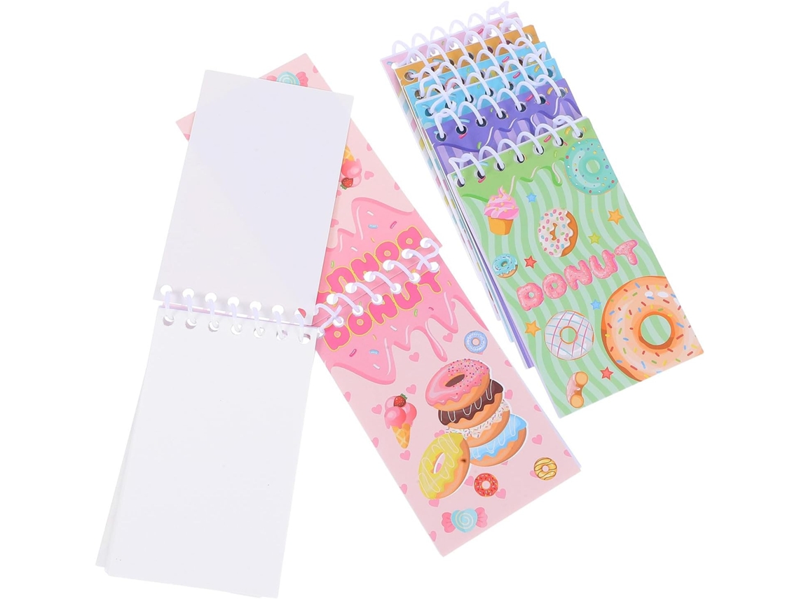 Juego De 8 Cuadernos De Espiral Con Diseño De Rosquilla, Papel Grueso Y Encuadernación Vertical.