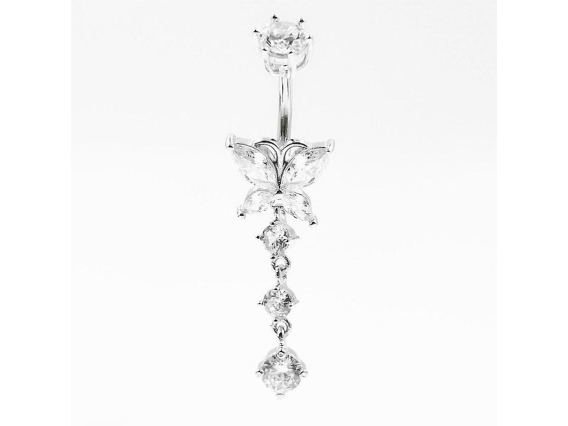 Anillo para ombligo de mariposa de plata de ley S925 de 2026 con piercing de circo, joyería corporal Hfk de 8 mm como se muestra en la imagen.