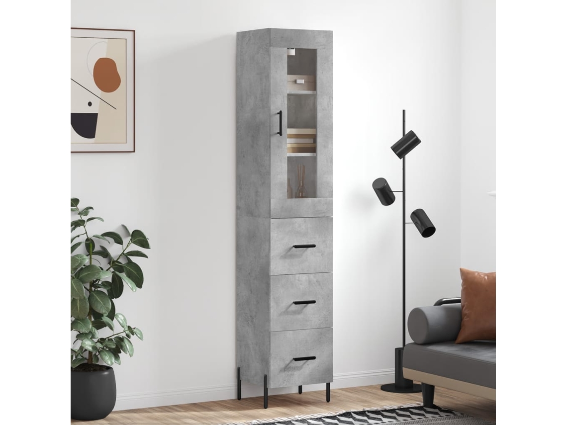 Aparador De Madera Contrachapada Gris Hormigón 34,5x34x180 Cm