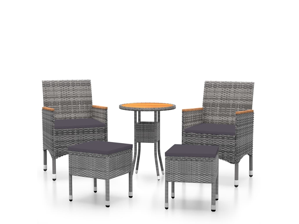 Maison Exclusive - Juego De Muebles De Jardín De 5 Piezas Ratán Sintético Gris