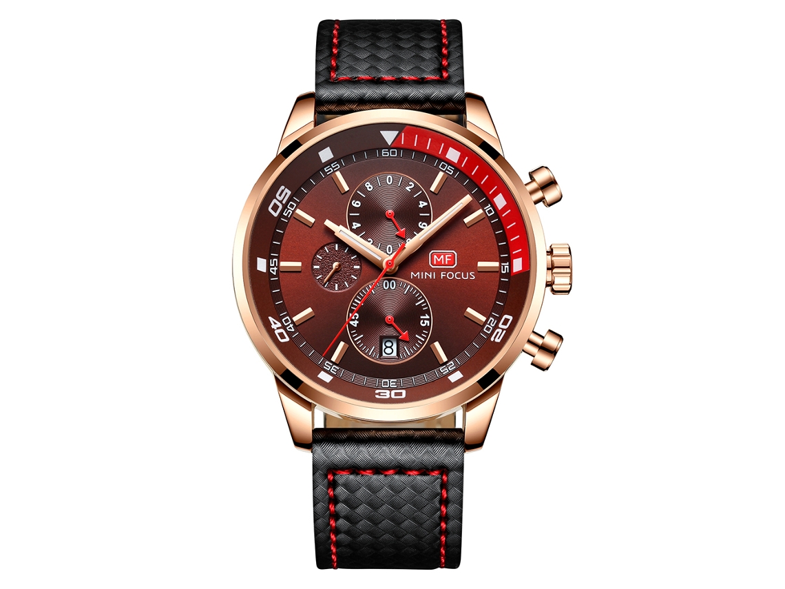 Reloj Deportivo Hombre De Cuarzo Con Correa Pu Impermeable Mini Focus Café Rosa Negro