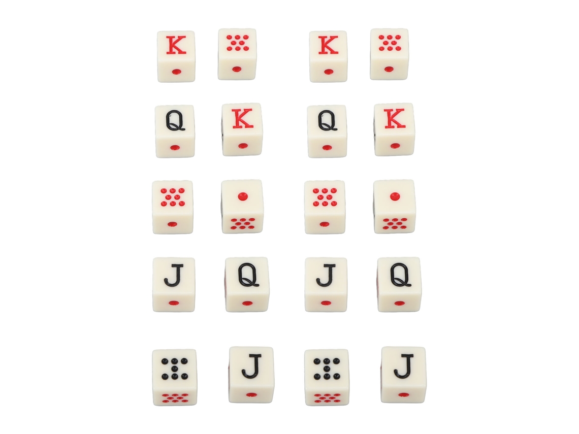 20 Dados De Póker Españoles, 6 Caras, Cuadrados, Jqk, Plástico, Para Juegos De Mesa, Amarillos.