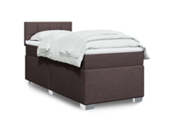 Cama Box Spring Con Colchón Tela Marrón Oscuro 100x200 Cm