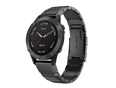 Correa de reloj inteligente para Garmin Fenix 6X 26 mm de acero inoxidable con carcasa de tortuga (negro)