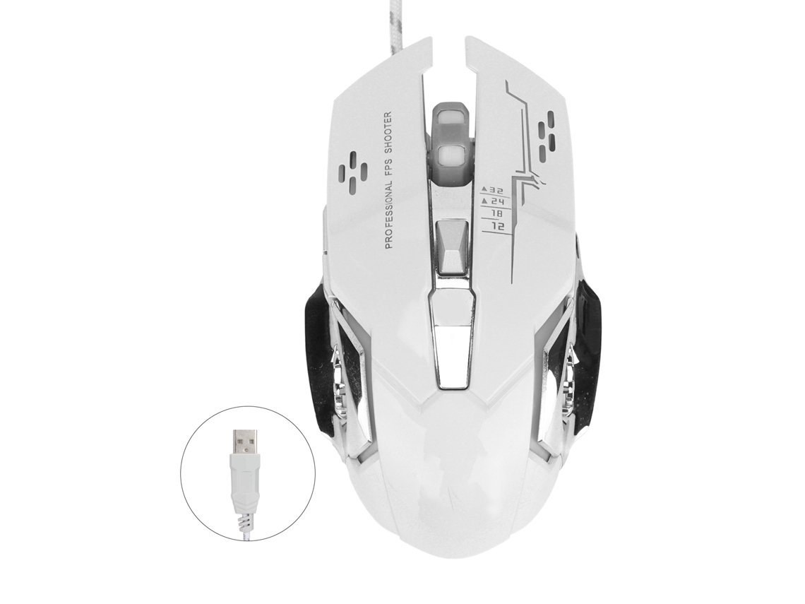 Mouse Gamer Com Fio Usb 6 Botões 3200dpi Ergonômico Luminoso Branco Modelo X7 Acessórios De Computador