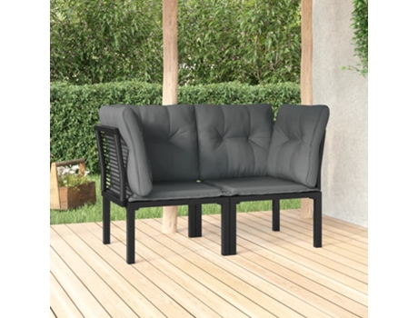 MAISON EXCLUSIVE Sillones esquina jardín con cojines 2 uds ratán PE negro y gris