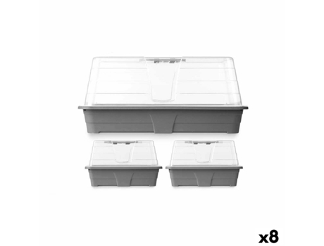 Set de Invernaderos Gris Transparente Plástico (8 Unidades)