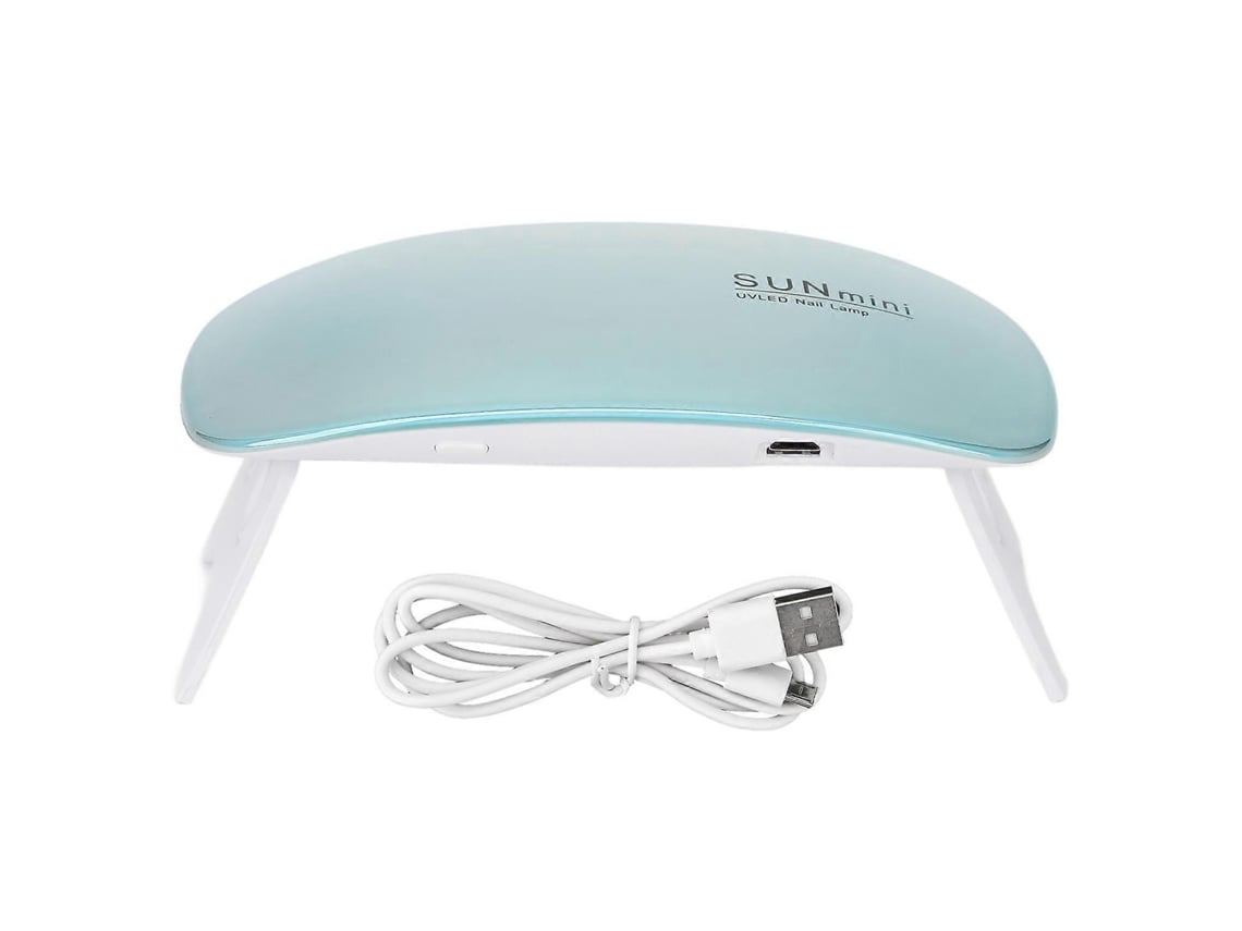 Lámpara de uñas portátil plegable de 6 W, secador de secado rápido, luz LED UV para manicura, azul.