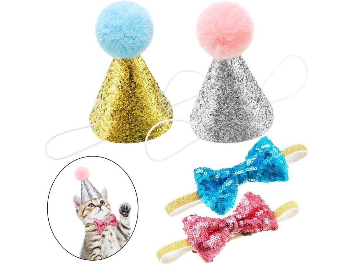 4 Sombreros Y Corbatas Para Cumpleaños De Mascotas Ajustables Reutilizables Para Gatos Y Perros Pequeños A Medianos