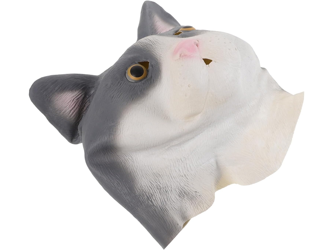 Máscara De Gato De Látex Realista Para Halloween, Cubre Toda La Cabeza, Blanca, Ajuste Elástico.