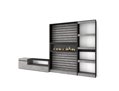 Muebles de Salón para TV 320x186x35cm Chimenea eléctrica Cemento
