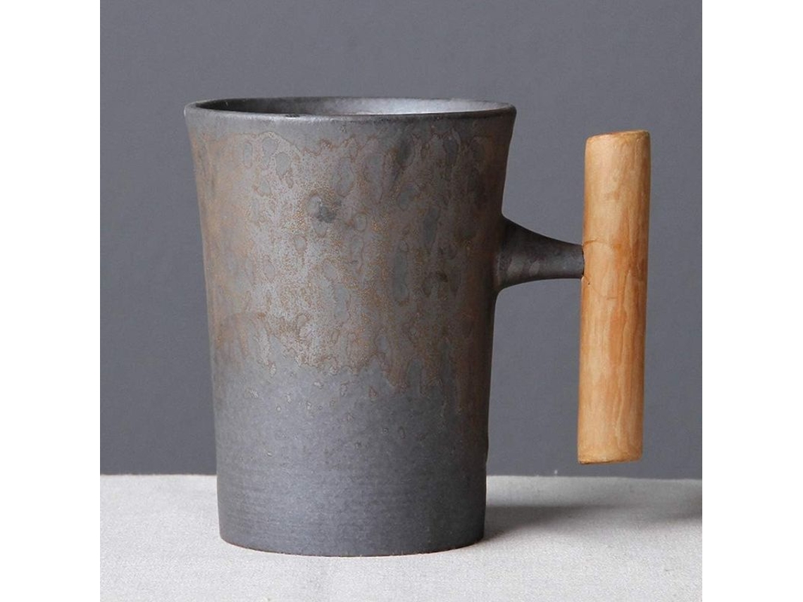 2026da-taza De Cerámica Con Mango De Madera Vintage Japonesa Para Café Y Té En Hogar Y Oficina Gris-b