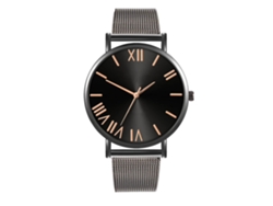 Reloj De Pulsera De Lujo Moderno De Cuarzo Negro Para Parejas Con Correa De Malla.