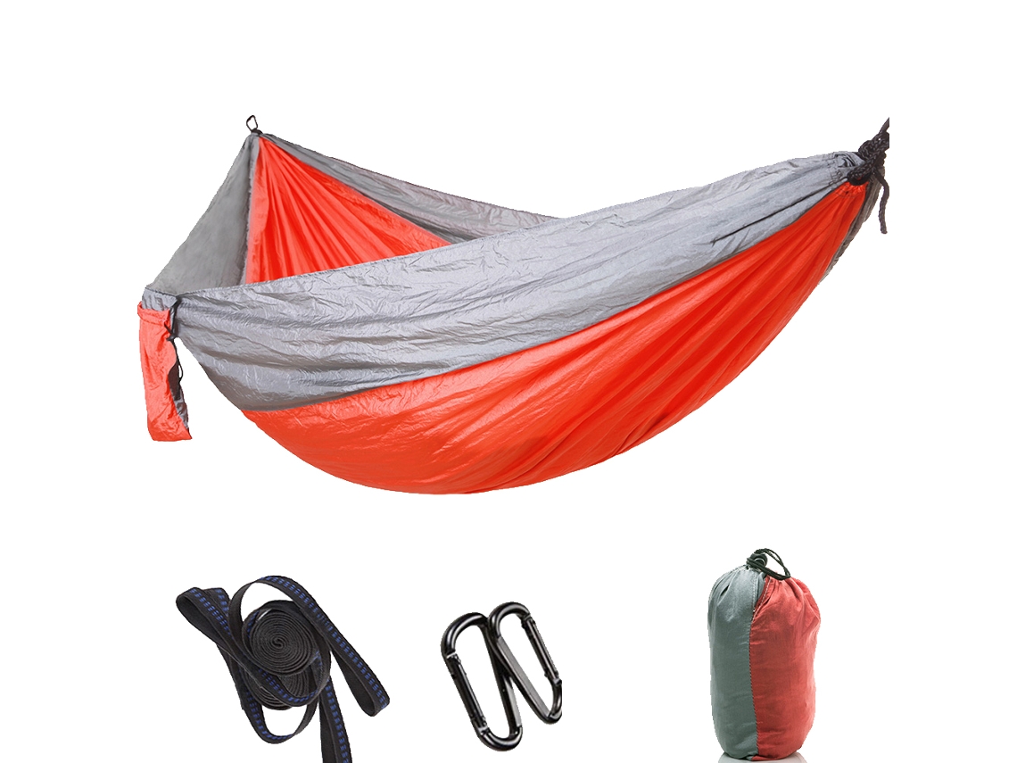 Hamaca Colgante Para Exteriores, Ampliable Y Alargable, Para Acampar Y Viajar (gris + Naranja)