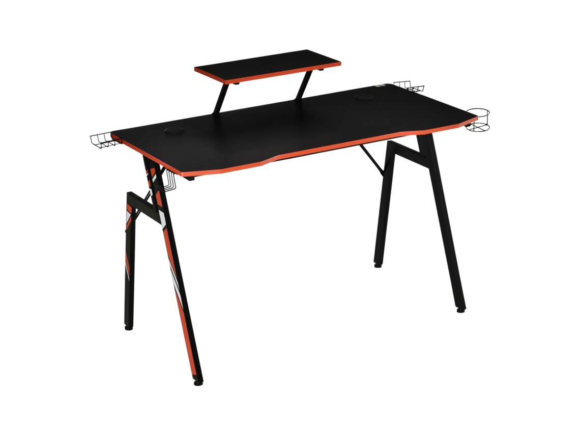 Escritorio Para Videojuegos Con Soporte Y Fibra De Carbono Negra.