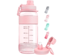 Botella de agua deportiva Rebe de 2 litros con temporizador y pajita sin BPA, fabricada en Tritan a prueba de fugas, ideal para deportes, actividades al aire libre y uso en el gimnasio.